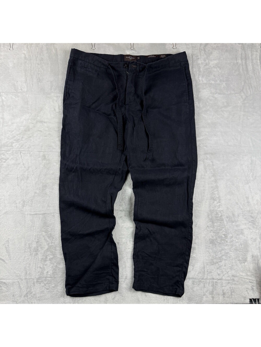 Black Brown 1826 100% Linen Drawstring Pants Men's 38x30 Casual Beach Old Money